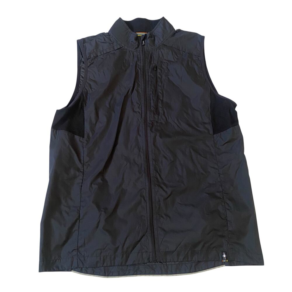 Men's Smartwool Merino Sport Ultra Light Black Vest Full Zip Black Size Large